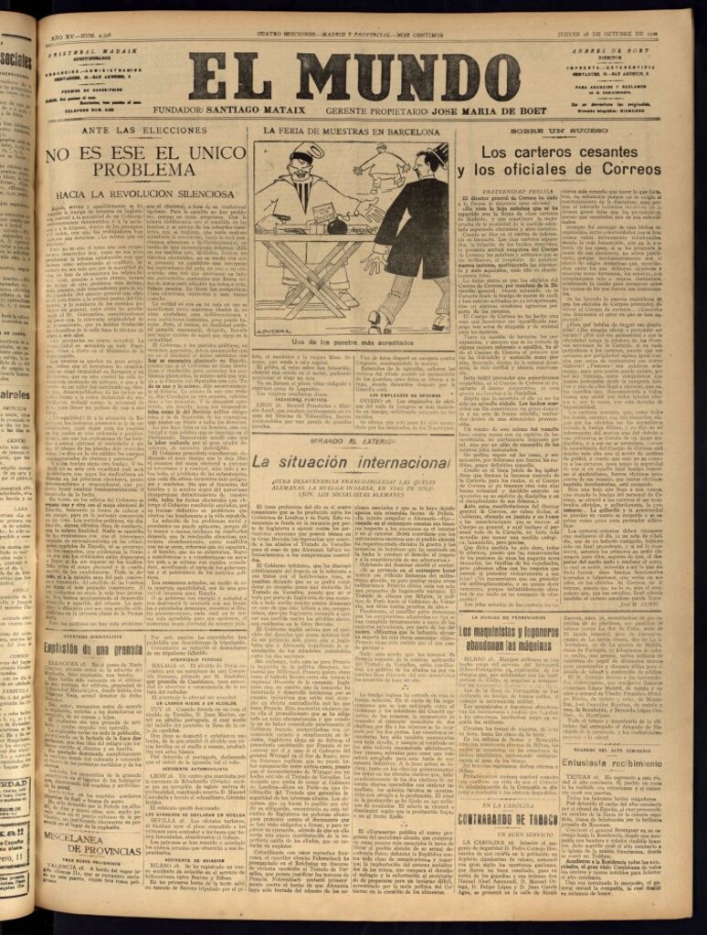 Miniatura de El Mundo del 28 de octubre de 1920 (edición de provincias)