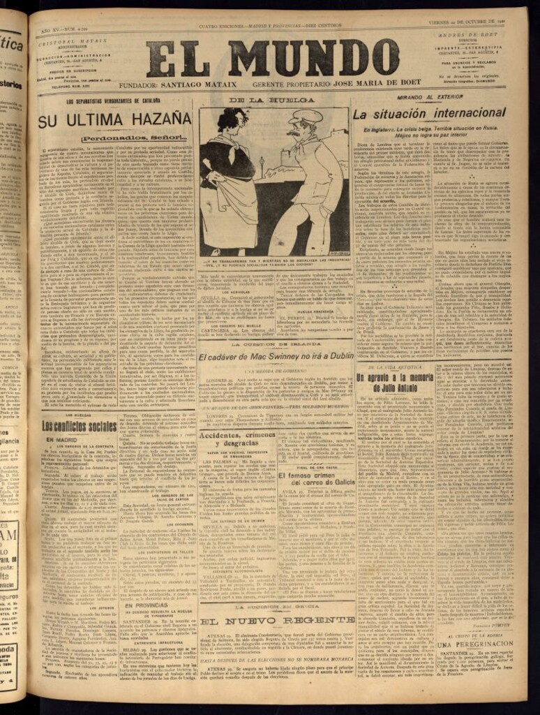 Miniatura de El Mundo del 29 de octubre de 1920 (edición de provincias)