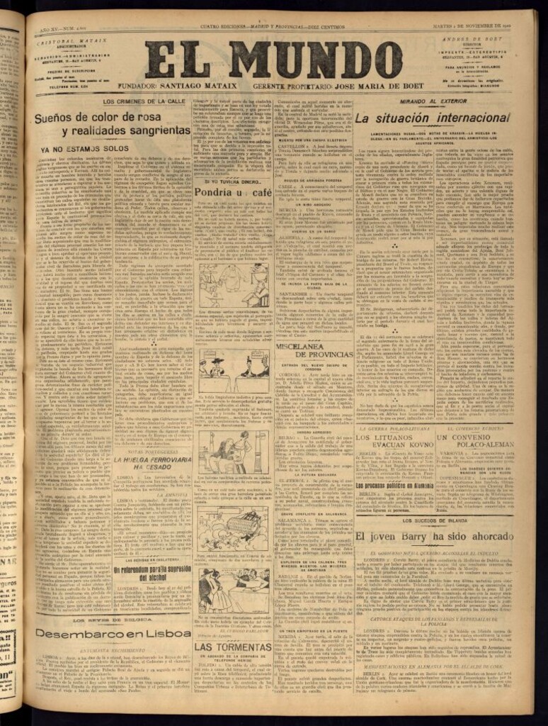 Miniatura de El Mundo del 2 de noviembre de 1920 (edición de provincias)