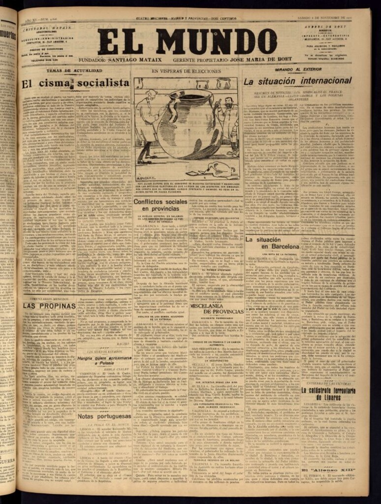 Miniatura de El Mundo del 6 de noviembre de 1920 (edición de provincias)