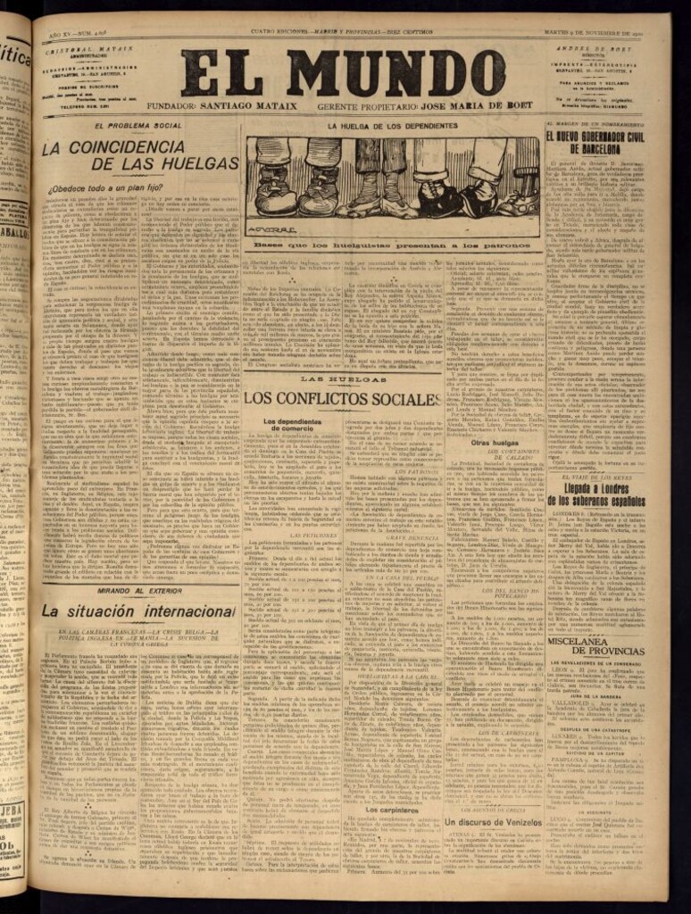 Miniatura de El Mundo del 9 de noviembre de 1920 (edición de provincias)