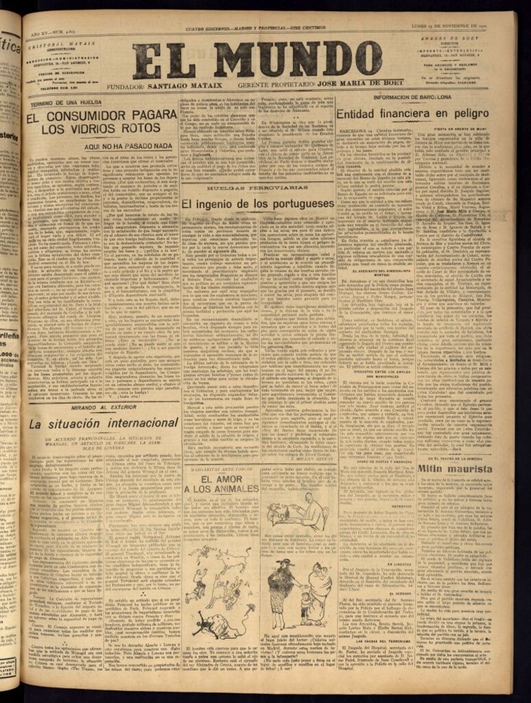Miniatura de El Mundo del 15 de noviembre de 1920 (edición de provincias)