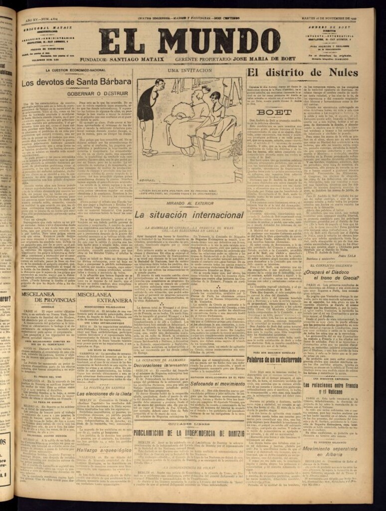 Miniatura de El Mundo del 16 de noviembre de 1920 (edición de provincias)