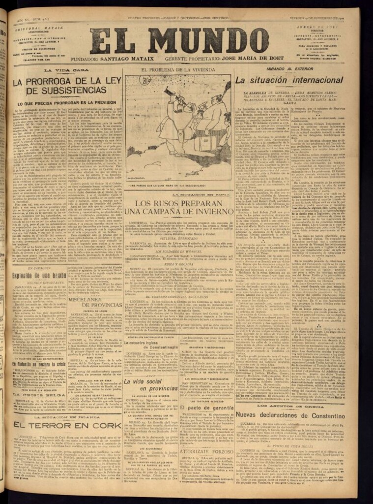Miniatura de El Mundo del 19 de noviembre de 1920 (edición de provincias)