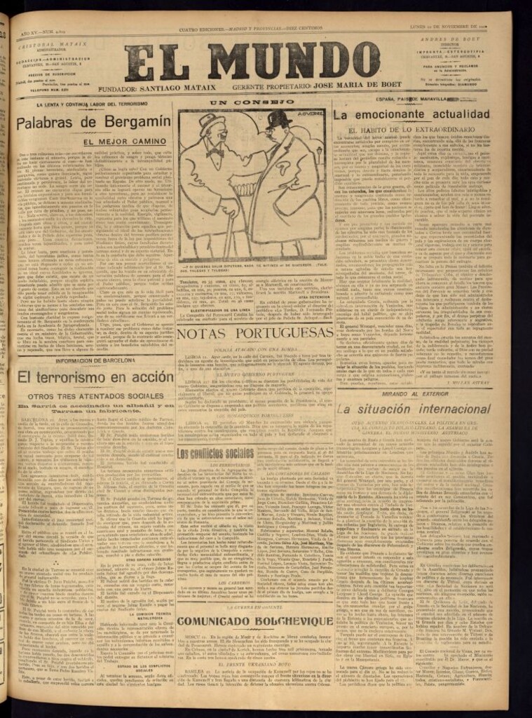 Miniatura de El Mundo del 22 de noviembre de 1920 (edición de provincias)