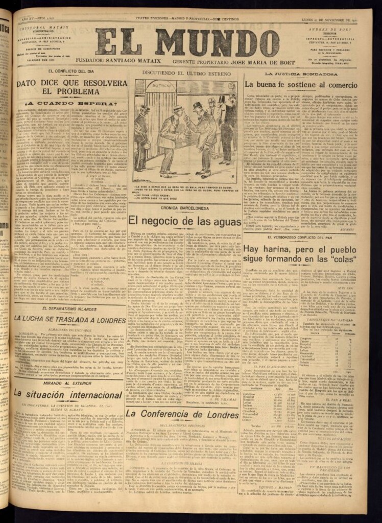 Miniatura de El Mundo del 29 de noviembre de 1920 (edición de provincias)