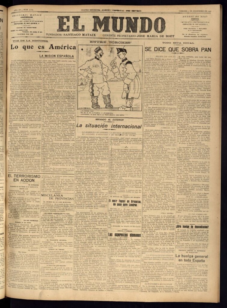 Miniatura de El Mundo del 3 de diciembre de 1920 (edición de provincias)