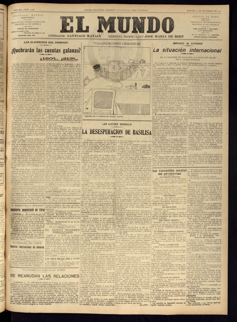 Miniatura de El Mundo del 14 de diciembre de 1920 (edición de provincias)