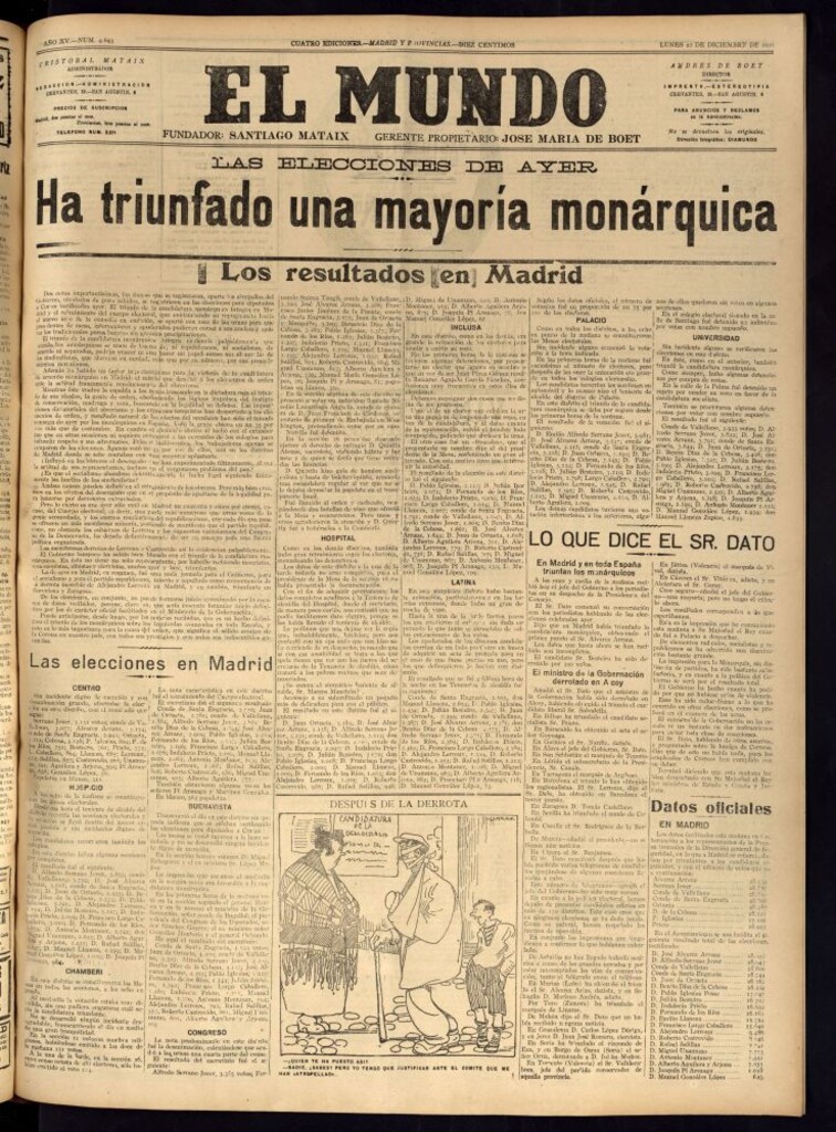Miniatura de El Mundo del 20 de diciembre de 1920 (edición de provincias)