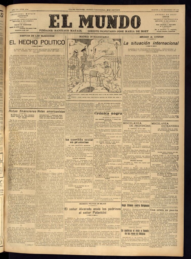 Miniatura de El Mundo del 21 de diciembre de 1920 (edición de provincias)