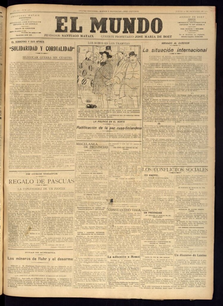 Miniatura de El Mundo del 30 de diciembre de 1920 (edición de provincias)