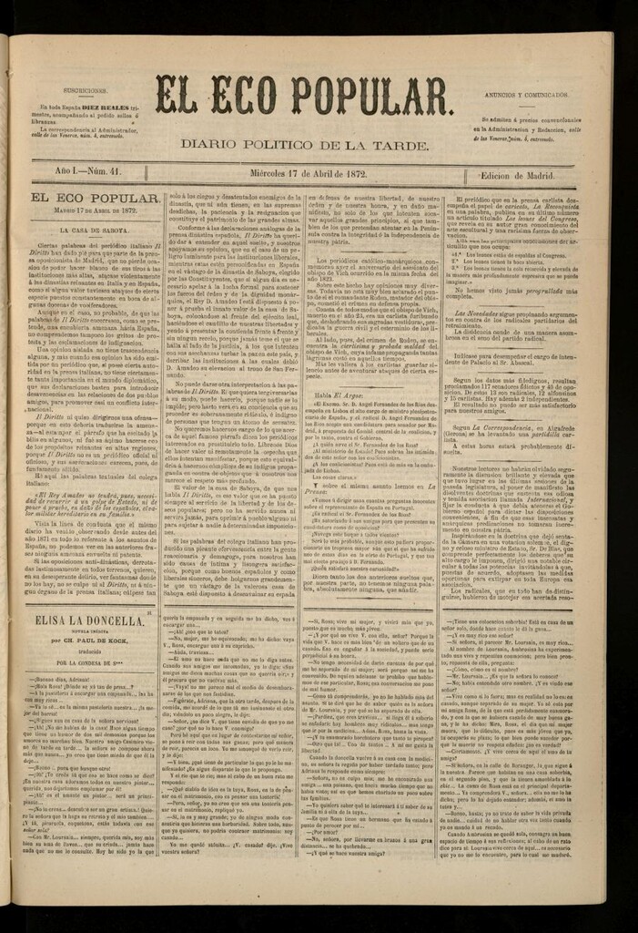 Miniatura de El Eco Popular del 17 de abril de 1872