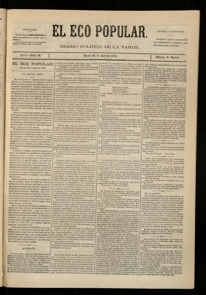 Miniatura de El Eco Popular del 23 de abril de 1872