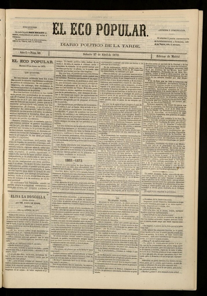 Miniatura de El Eco Popular del 27 de abril de 1872