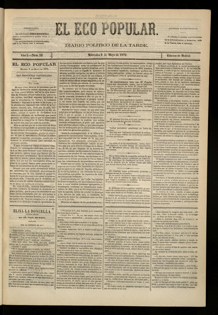 Miniatura de El Eco Popular del 8 de mayo de 1872