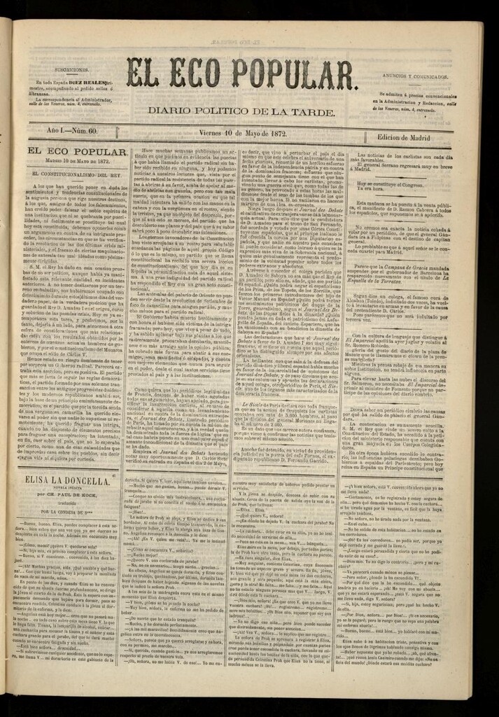 Miniatura de El Eco Popular del 10 de mayo de 1872