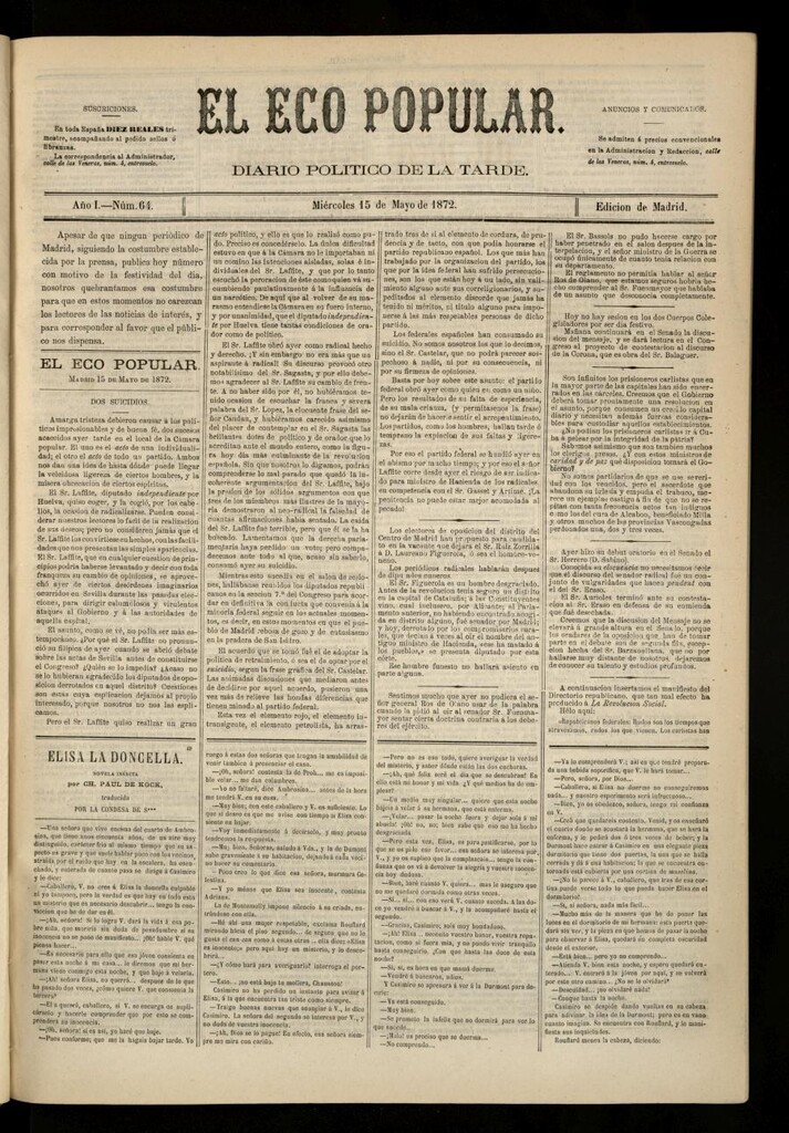Miniatura de El Eco Popular del 15 de mayo de 1872