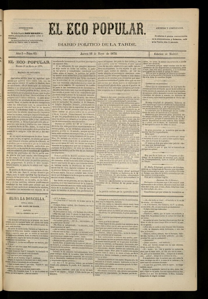 Miniatura de El Eco Popular del 16 de mayo de 1872