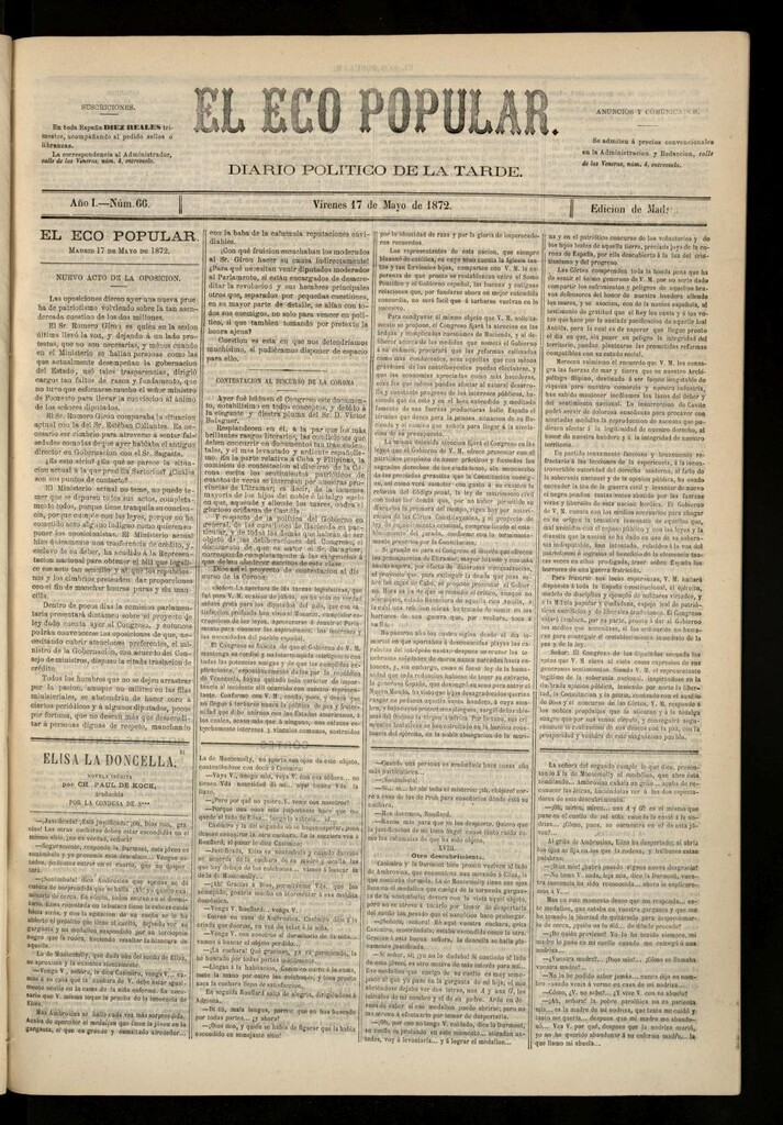Miniatura de El Eco Popular del 17 de mayo de 1872
