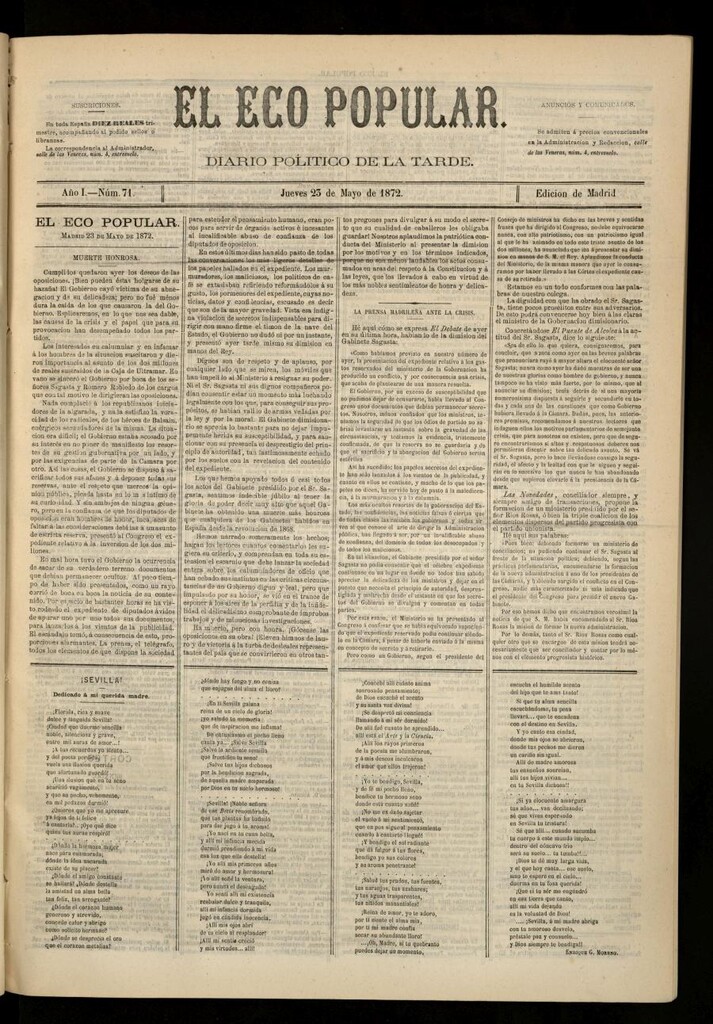 Miniatura de El Eco Popular del 23 de mayo de 1872