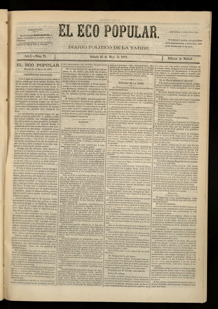 Miniatura de El Eco Popular del 25 de mayo de 1872