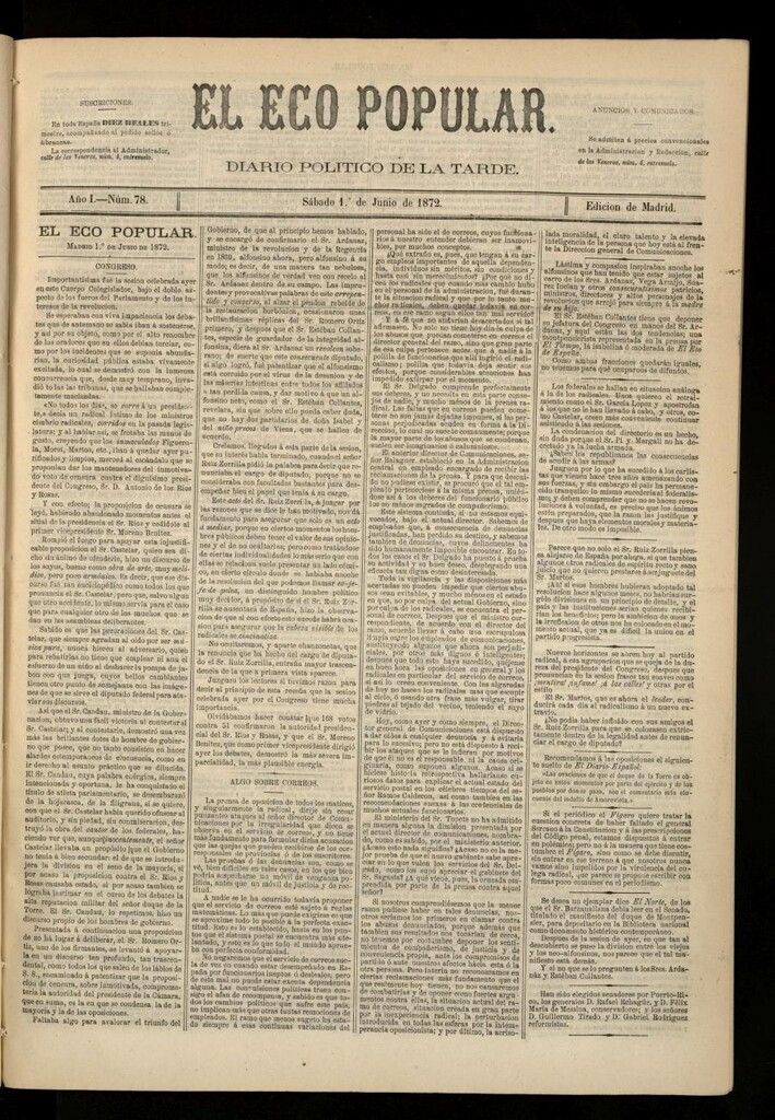 Miniatura de El Eco Popular del 1 de junio de 1872