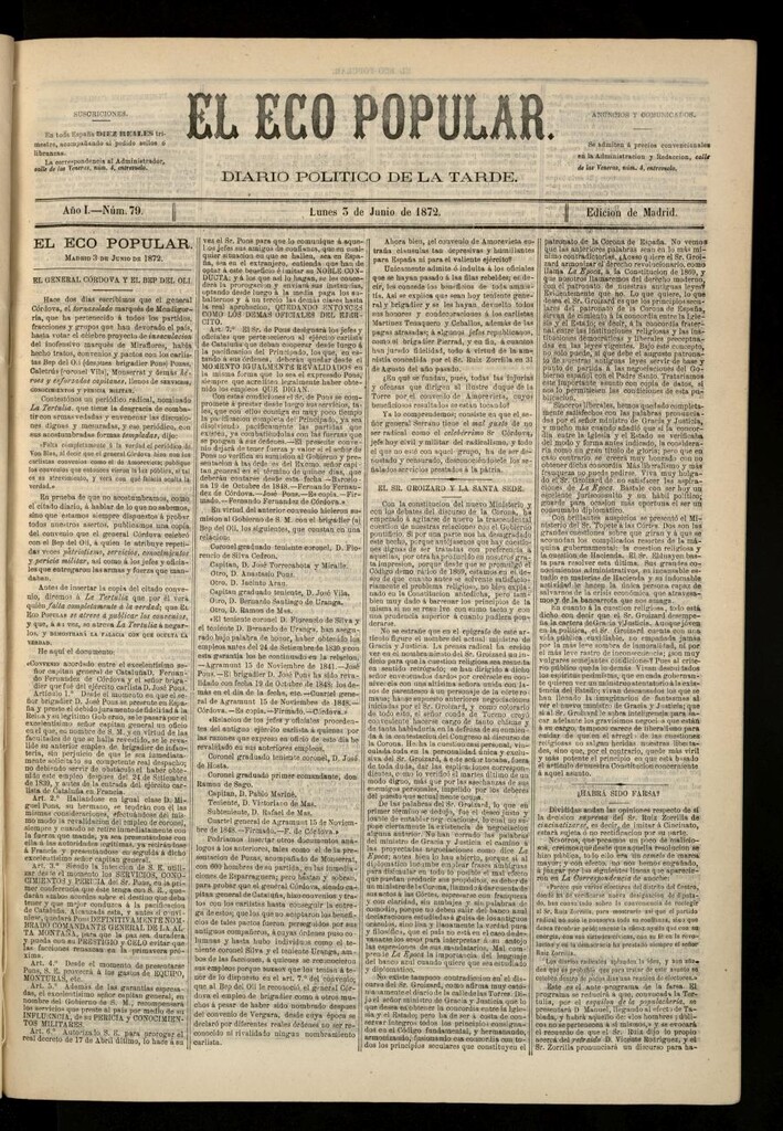 Miniatura de El Eco Popular del 3 de junio de 1872