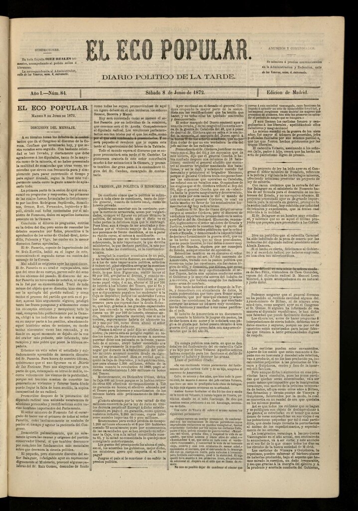 Miniatura de El Eco Popular del 8 de junio de 1872