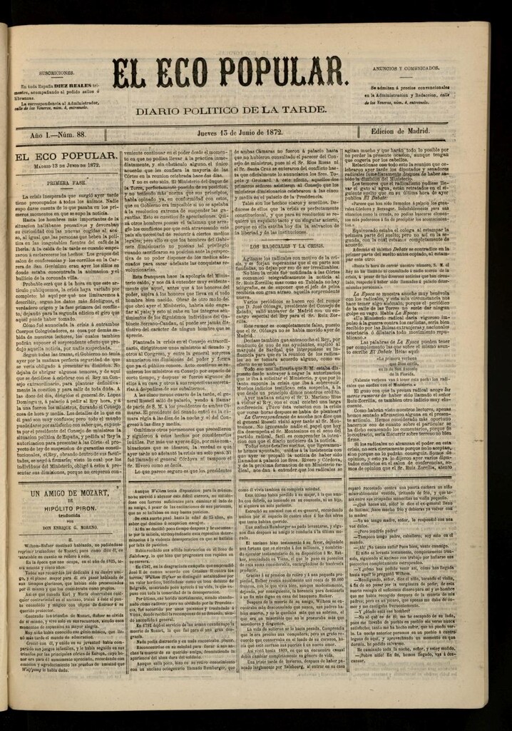 Miniatura de El Eco Popular del 13 de junio de 1872
