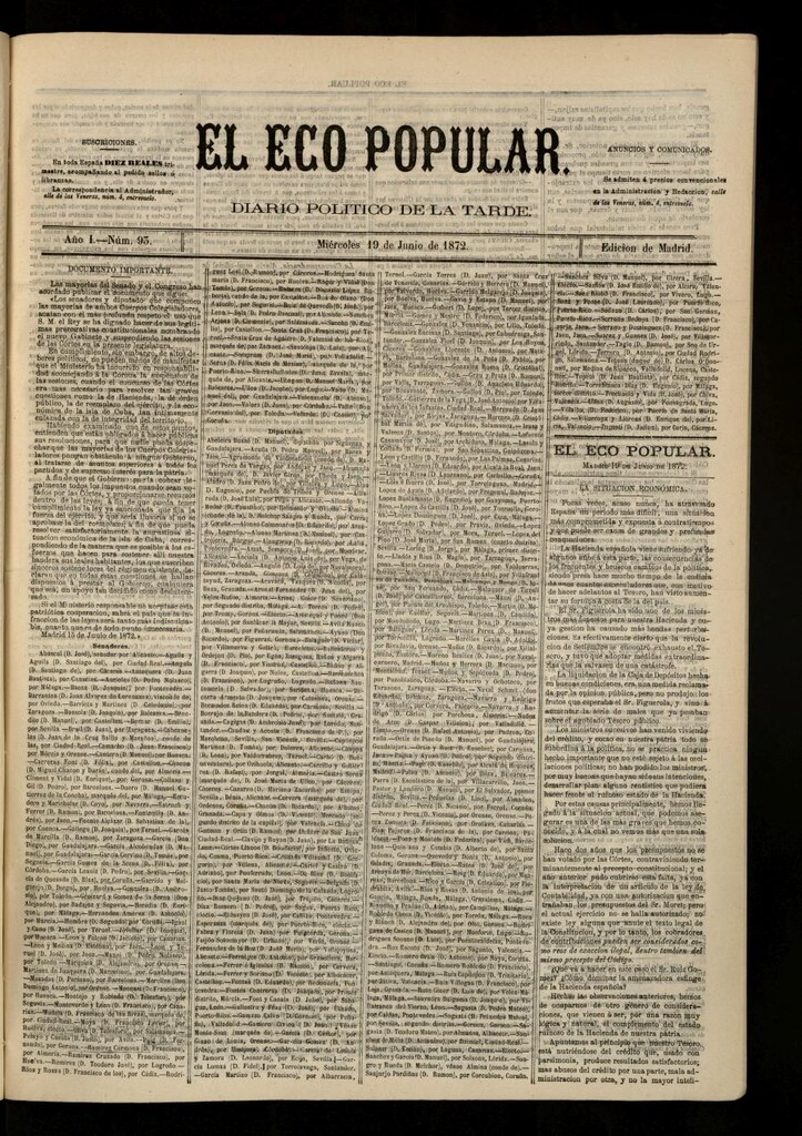 Miniatura de El Eco Popular del 19 de junio de 1872