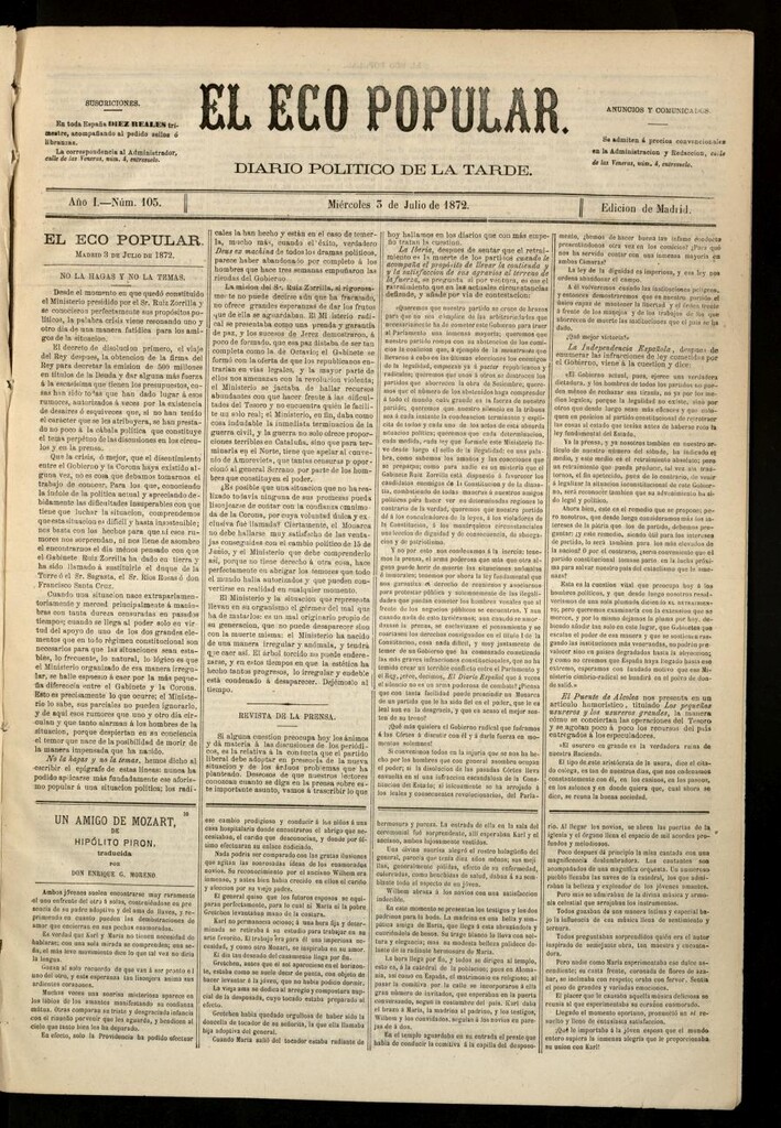 Miniatura de El Eco Popular del 3 de julio de 1872
