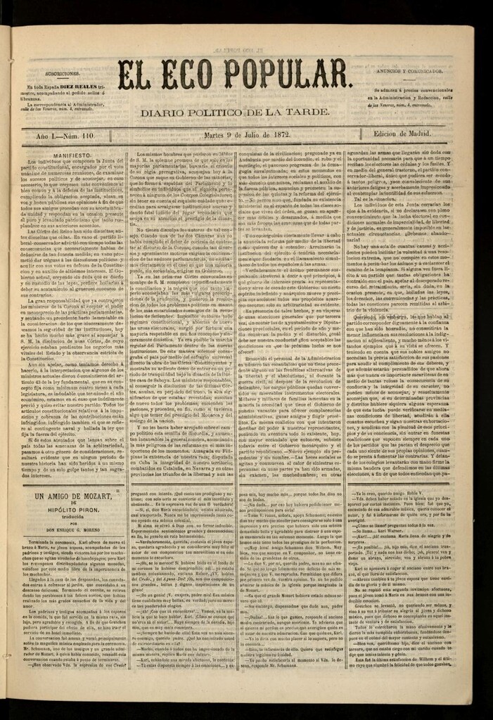 Miniatura de El Eco Popular del 9 de julio de 1872