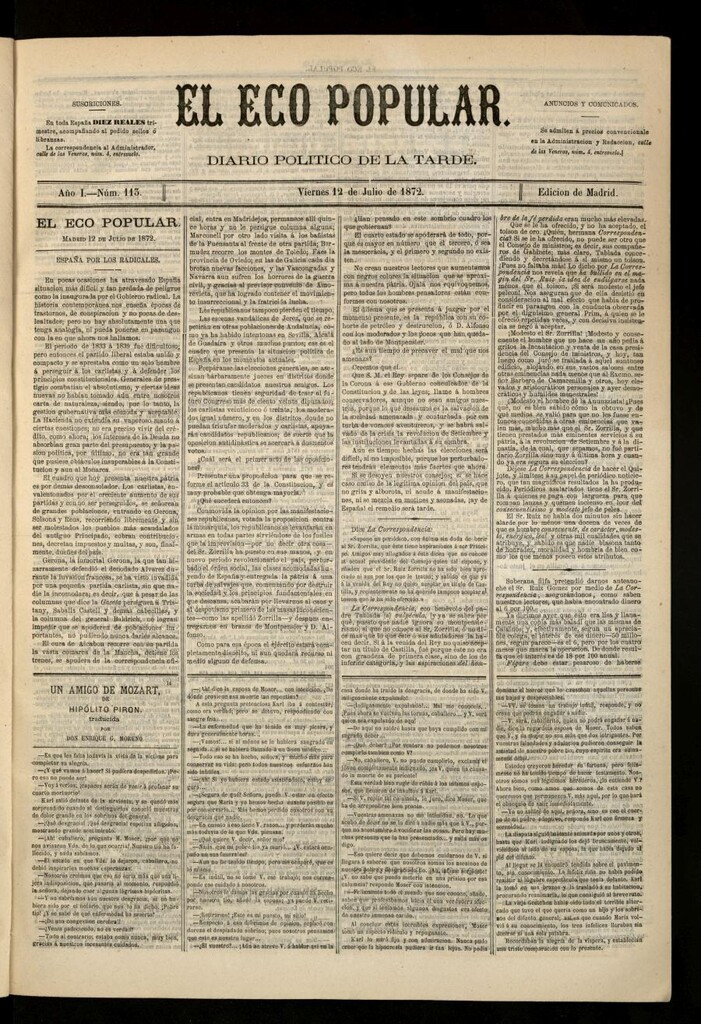 Miniatura de El Eco Popular del 12 de julio de 1872