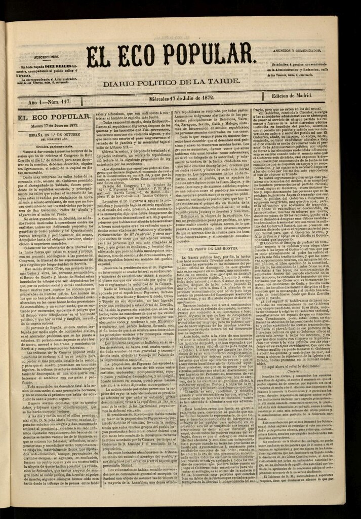 Miniatura de El Eco Popular del 17 de julio de 1872