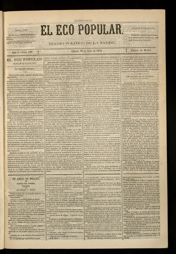 Miniatura de El Eco Popular del 20 de julio de 1872