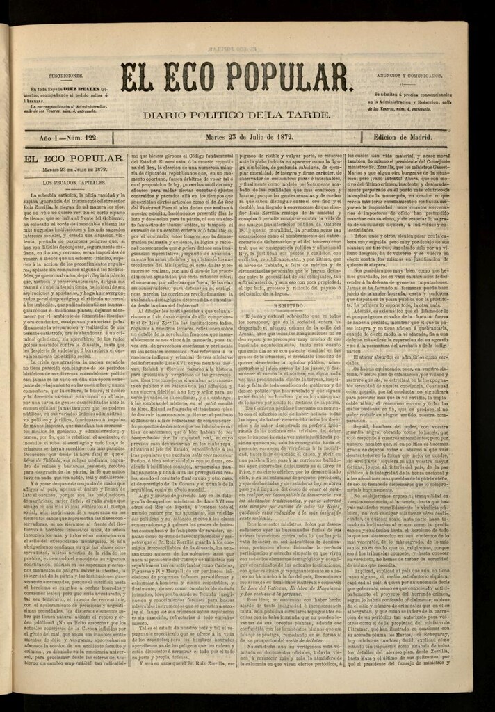 Miniatura de El Eco Popular del 23 de julio de 1872