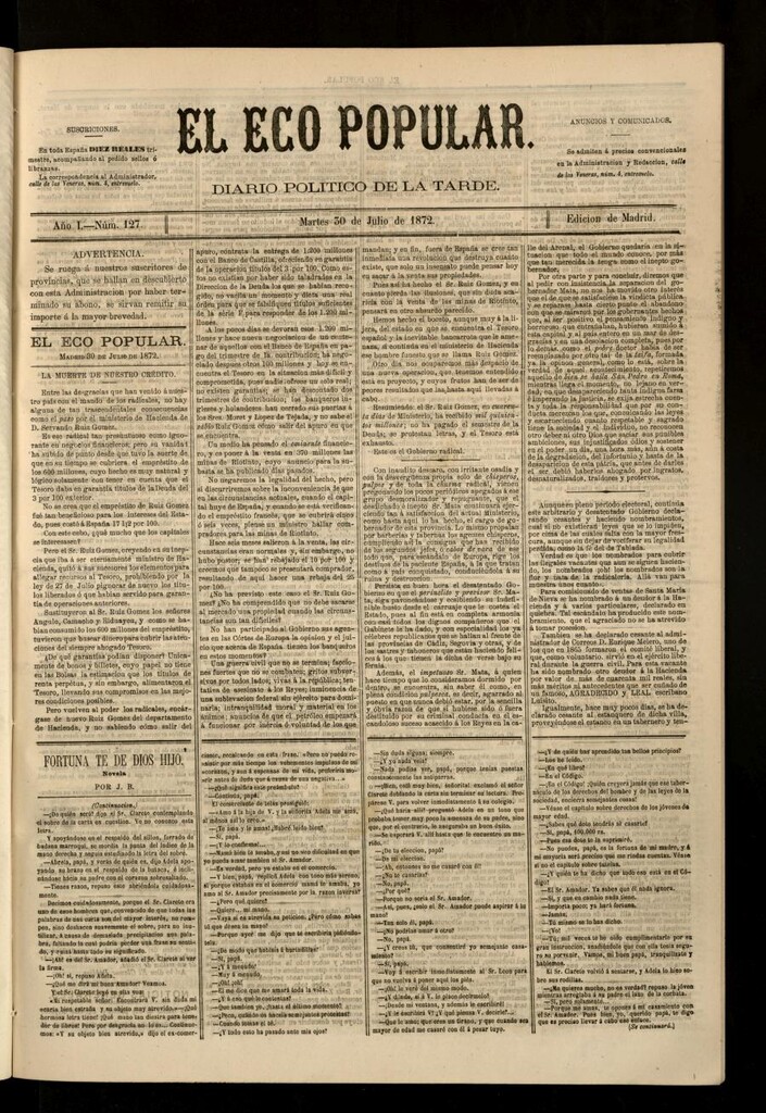 Miniatura de El Eco Popular del 30 de julio de 1872