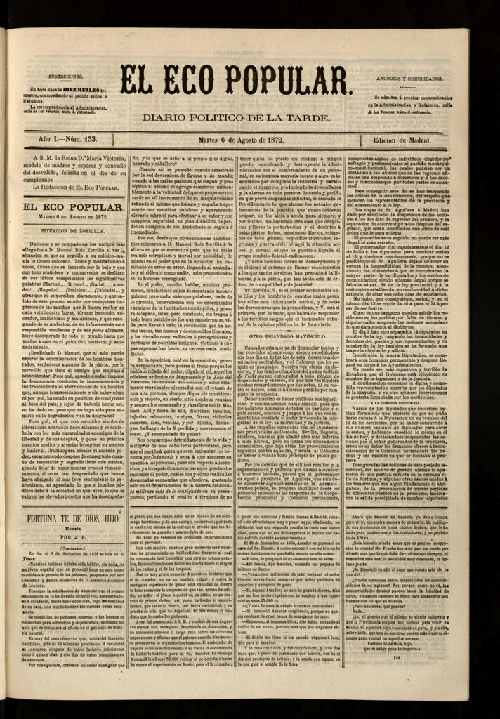 Miniatura de El Eco Popular del 6 de agosto de 1872