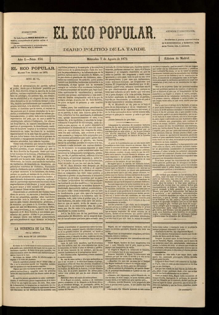 Miniatura de El Eco Popular del 7 de agosto de 1872
