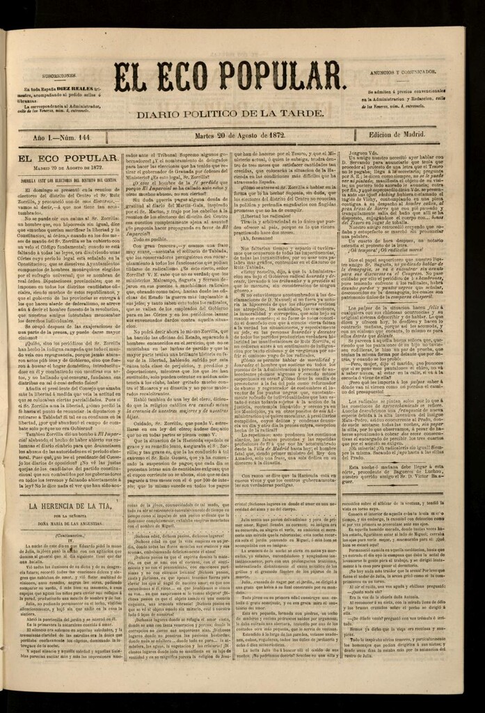Miniatura de El Eco Popular del 20 de agosto de 1872