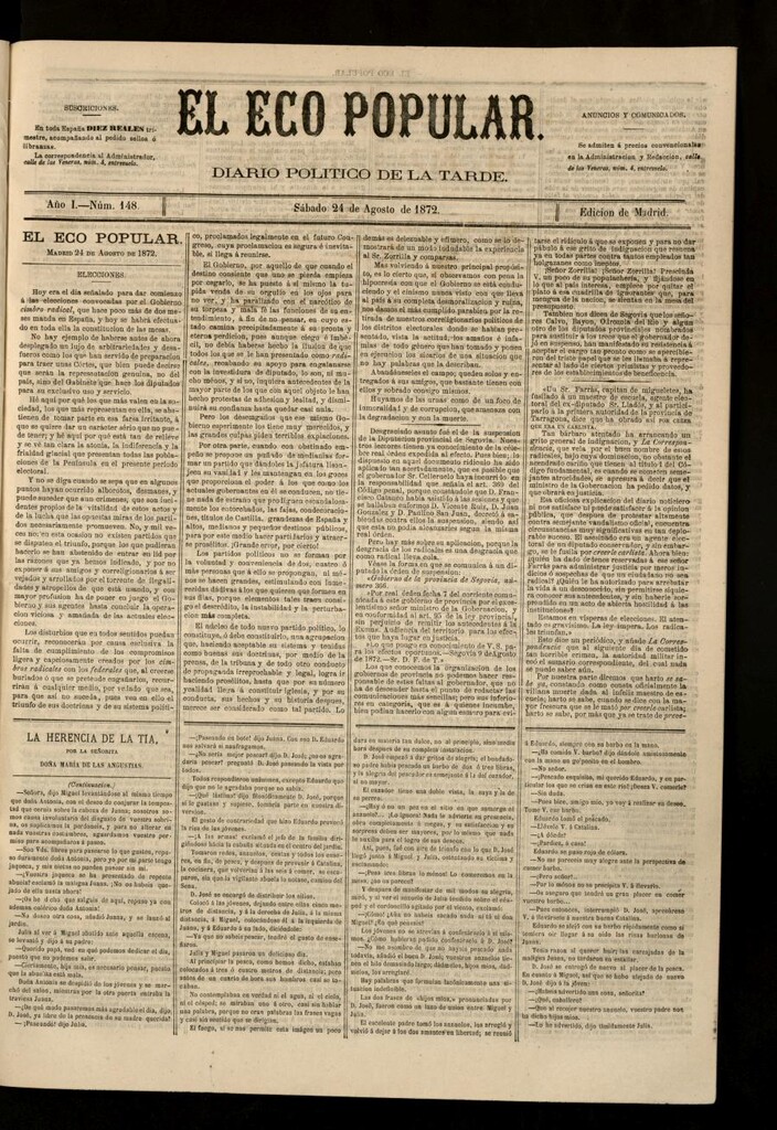 Miniatura de El Eco Popular del 24 de agosto de 1872