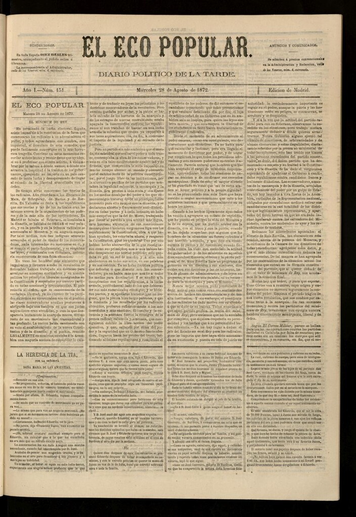 Miniatura de El Eco Popular del 28 de agosto de 1872