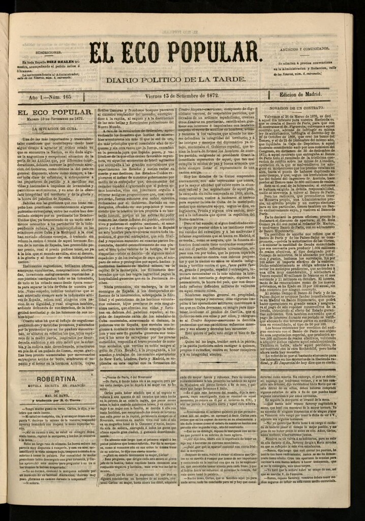 Miniatura de El Eco Popular del 13 de septiembre de 1872