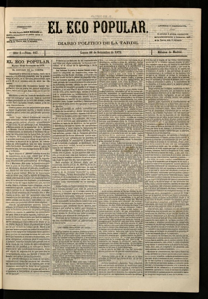 Miniatura de El Eco Popular del 16 de septiembre de 1872