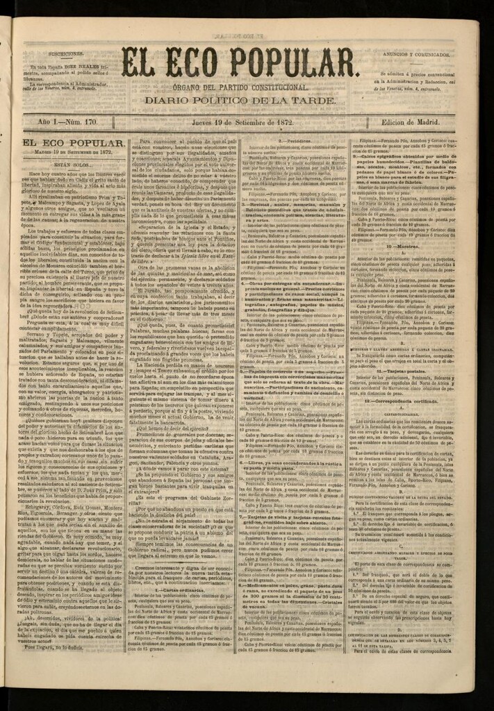 Miniatura de El Eco Popular del 19 de septiembre de 1872