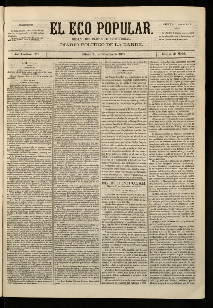 Miniatura de El Eco Popular del 21 de septiembre de 1872