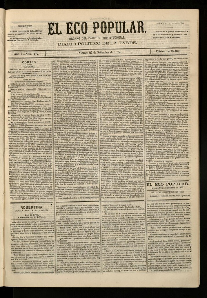 Miniatura de El Eco Popular del 27 de septiembre de 1872