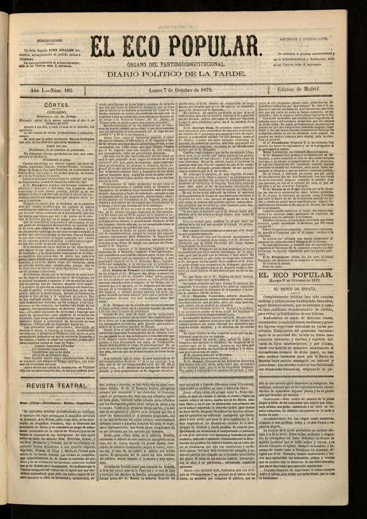 Miniatura de El Eco Popular del 7 de octubre de 1872