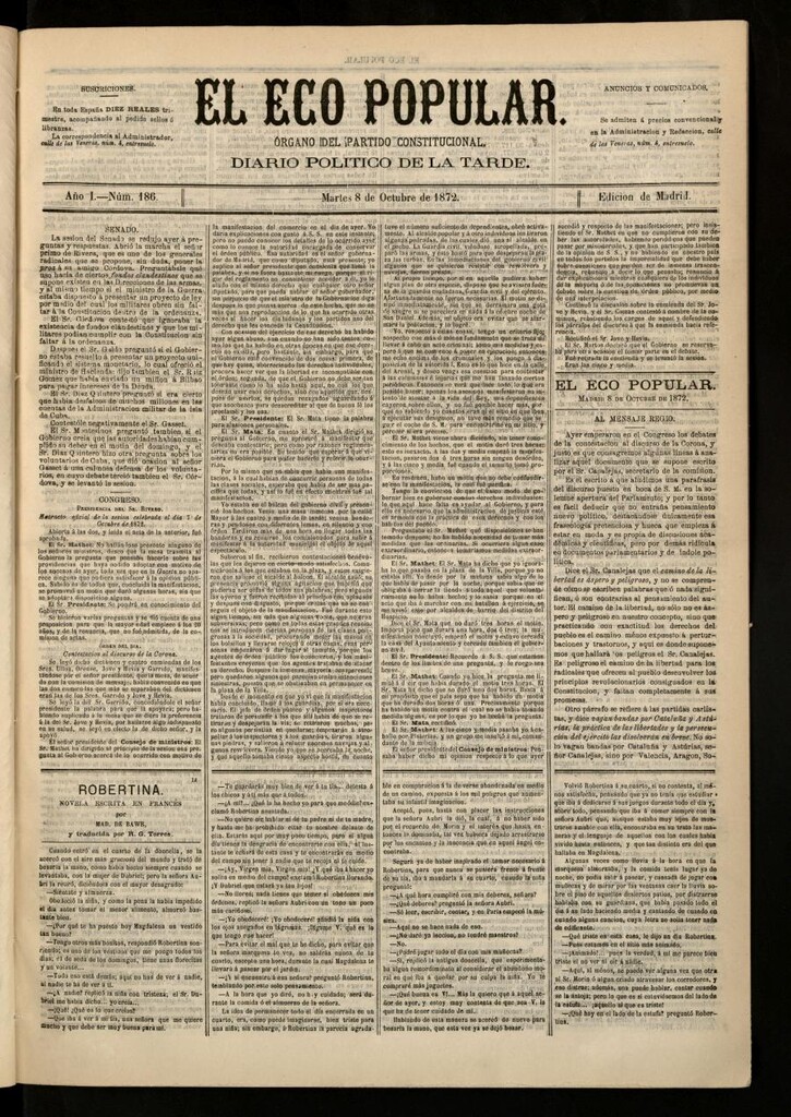 Miniatura de El Eco Popular del 8 de octubre de 1872