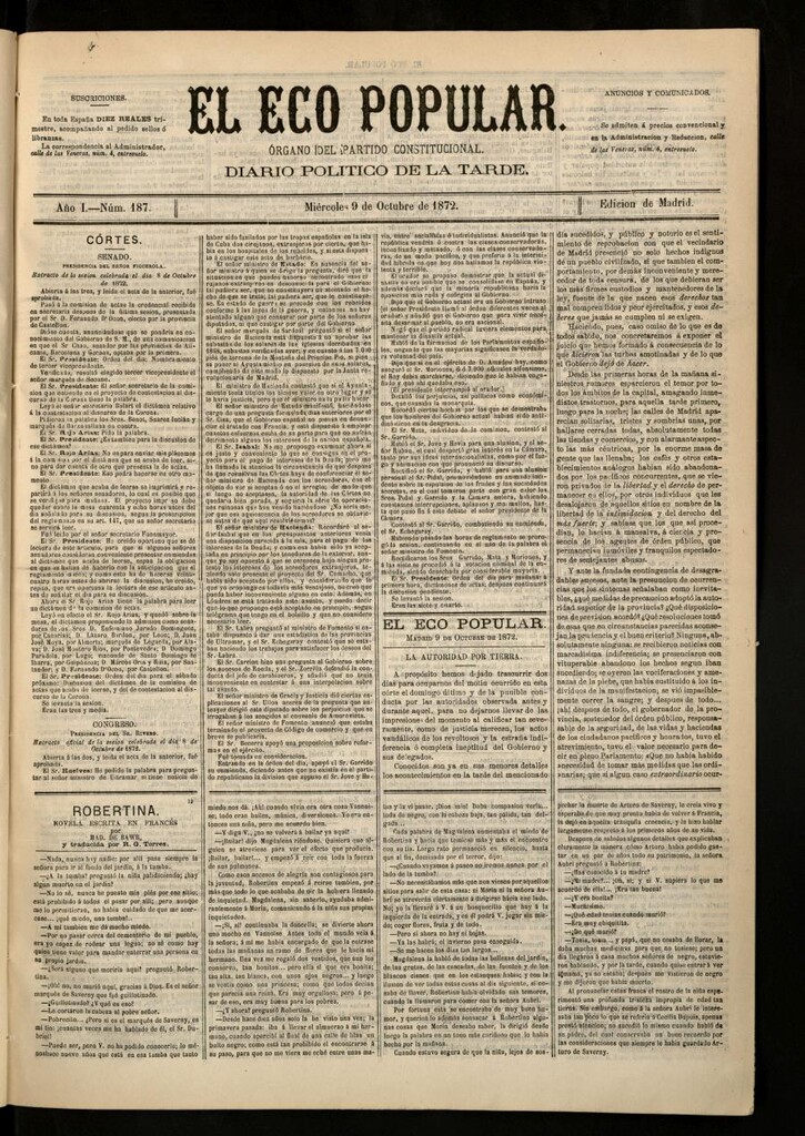Miniatura de El Eco Popular del 9 de octubre de 1872